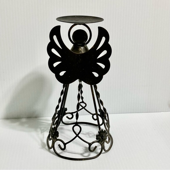 ANGEL Holiday Candle Metal Stand Holder Black Bronze finish 9.5 x 5.2 inches - Picture 5 of 13
